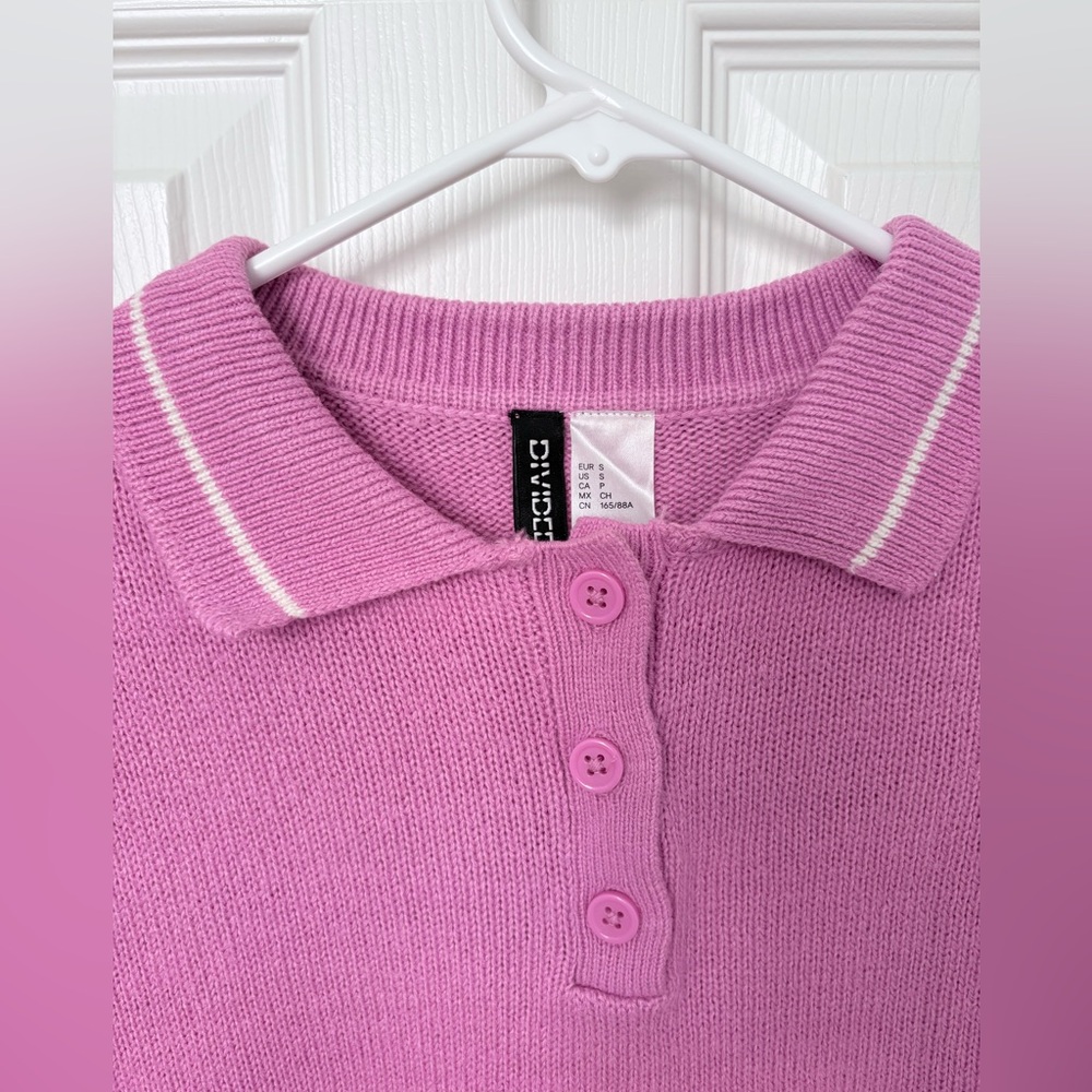 Divided Pink Polo-Style Knit Sweater - Picture 3 of 7
